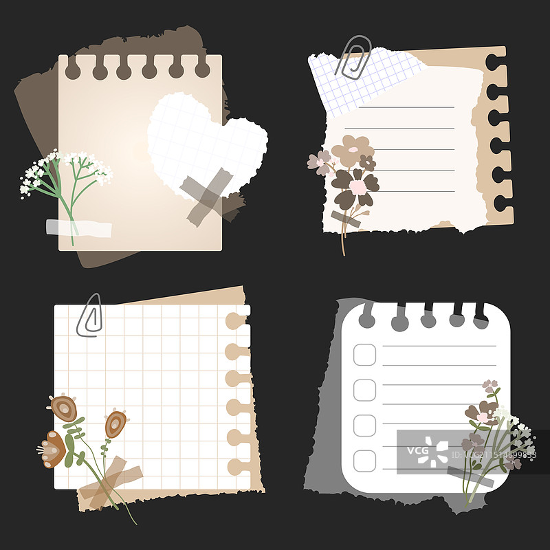 笔记和破旧笔记本纸张图片素材