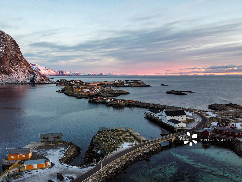挪威Reine小镇的极夜图片素材