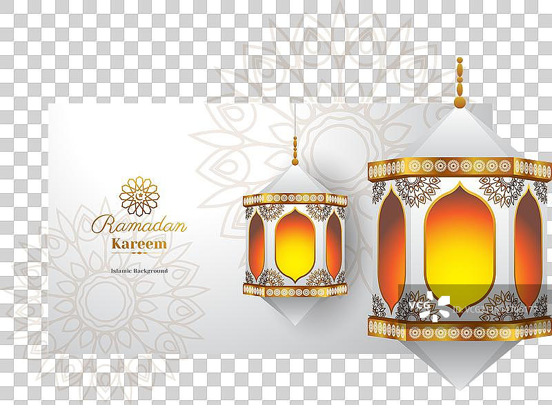 带灯笼的白色和金色伊斯兰背景图片素材