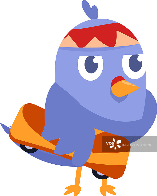 酷炫蓝鸟戴头带拿滑板图片素材