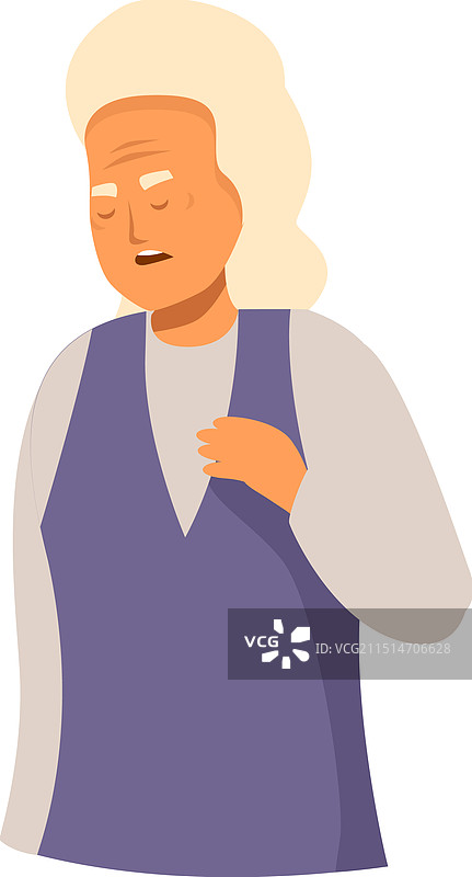 感到胸痛的年长妇女图片素材