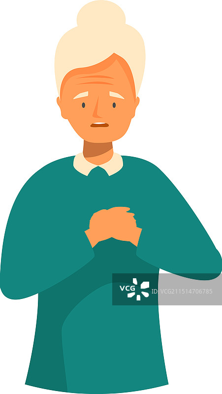 胸口疼痛的老年妇女图片素材