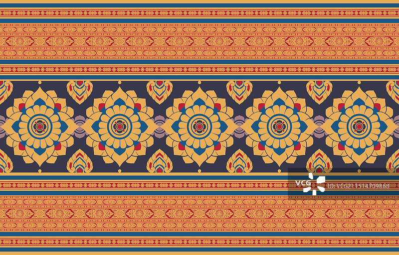 泰国艺术中的亚洲织物图案设计图片素材