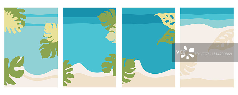 热带树叶夏季海报系列图片素材