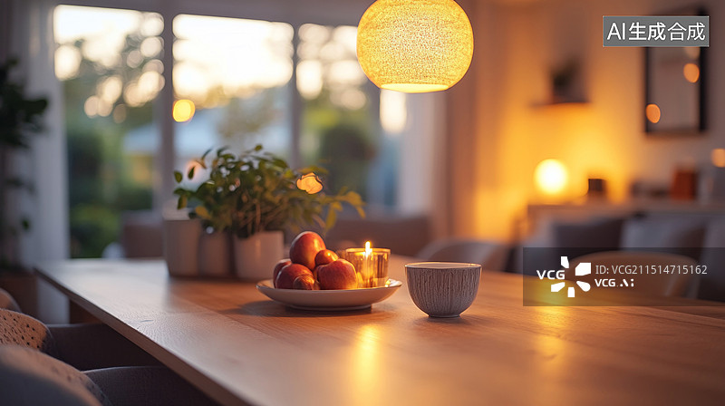 【AI数字艺术】浪漫的室内餐厅样板间烛光晚餐图片素材