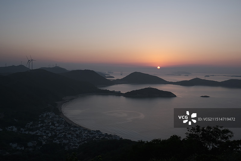 日落时分的衢山岛全景图图片素材