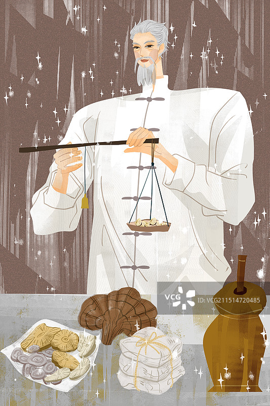 老中医插画图片素材