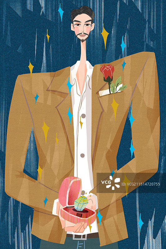 男性求婚插画图片素材
