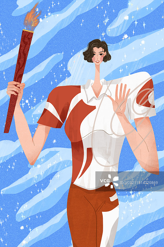 女性火炬手插画图片素材