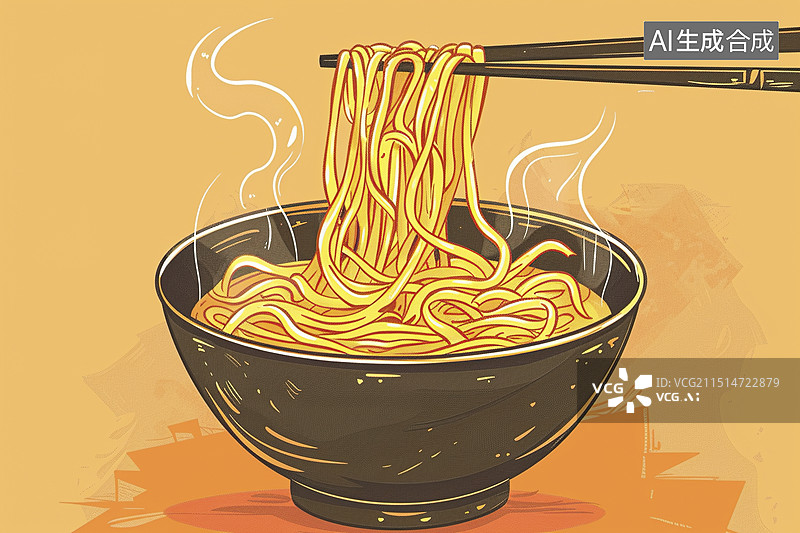 【AI数字艺术】国潮风烩面面条插画图片素材