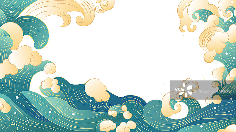 海浪白色背景插画图片素材