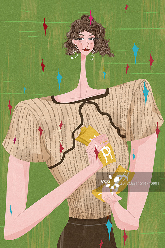 女性数钱插画图片素材