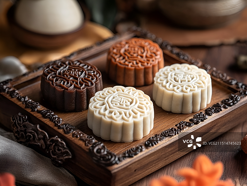 桌上的月饼静物图片素材