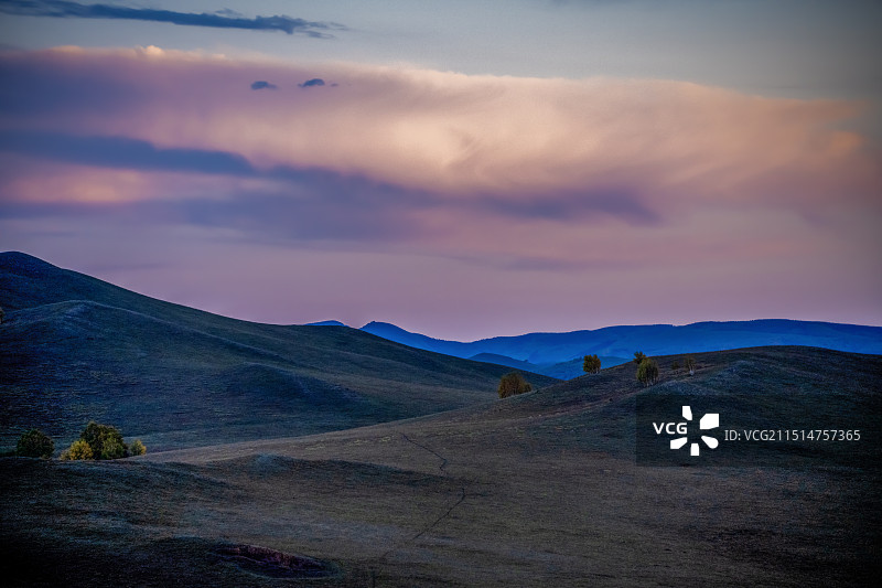 乌兰布统坝上大草原日常和夕阳的风景图片素材