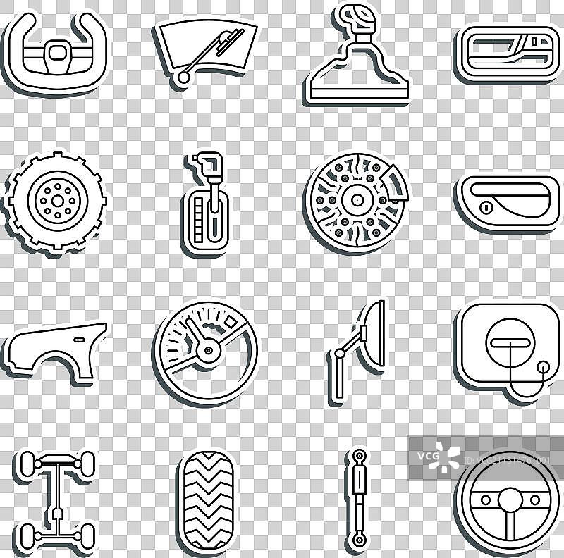 加油站油箱盖方向盘线条组合图片素材