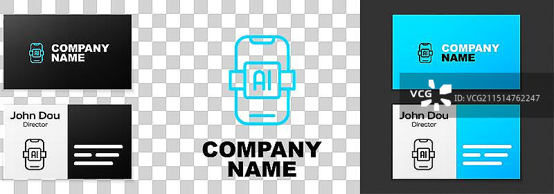 蓝色线条人工智能AI图标图片素材