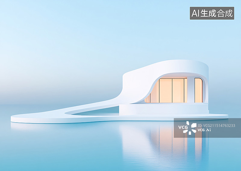 【AI数字艺术】现代几何建筑装饰设计抽象三维商业结构背景图片素材