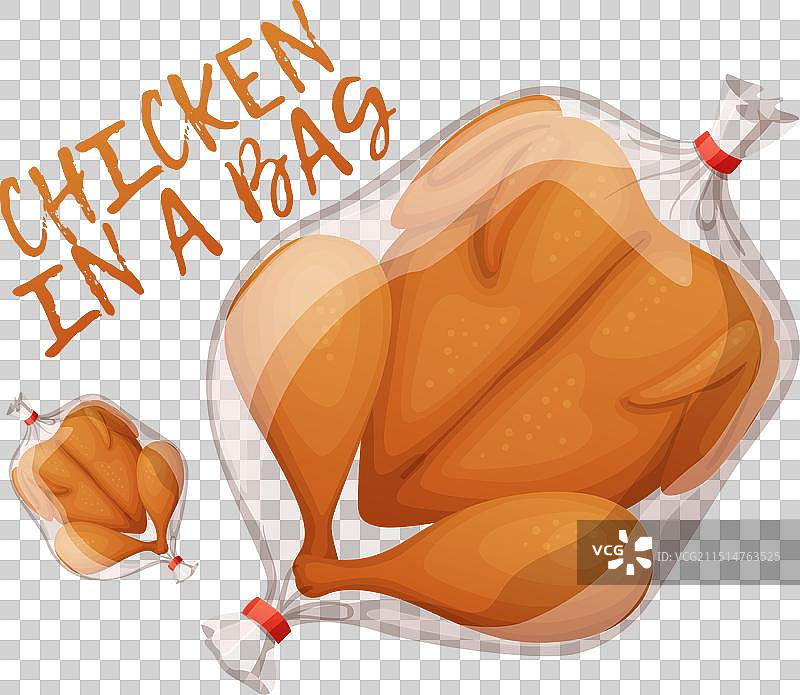 卡通袋装鸡肉图标图片素材