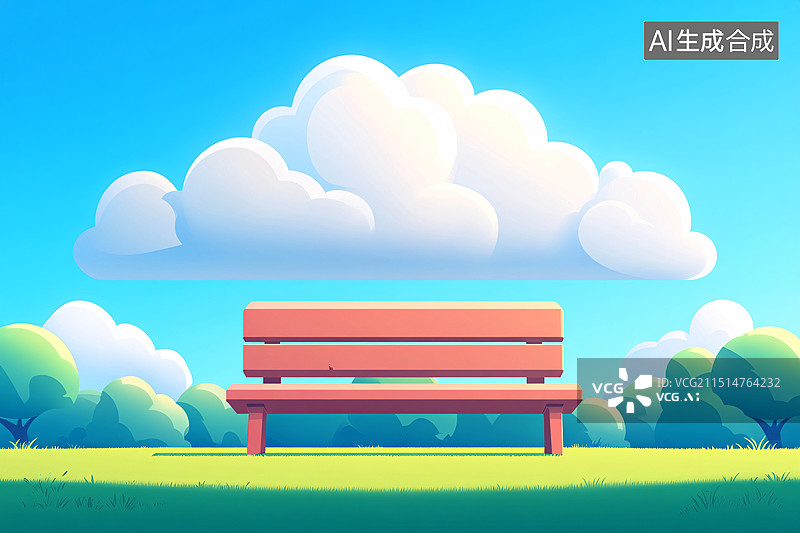 【AI数字艺术】春天节气公园自然风景户外旅行放松场景插画图片素材