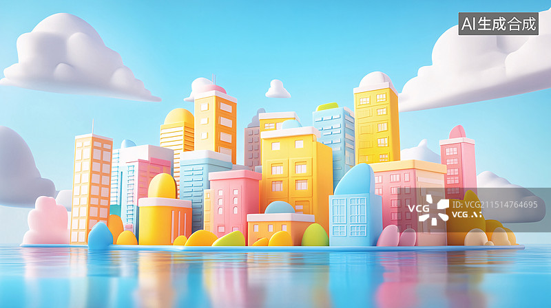 【AI数字艺术】城市建筑市中心房地产道路交通汽车三维背景图片素材