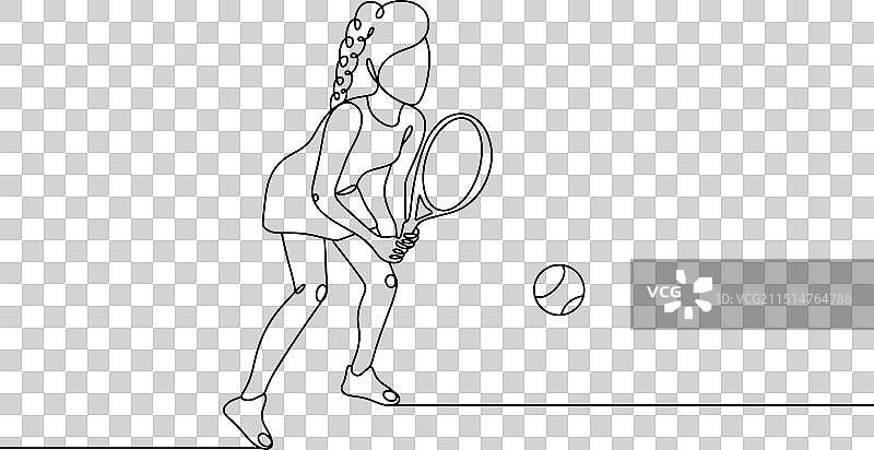 女子网球单线图片素材