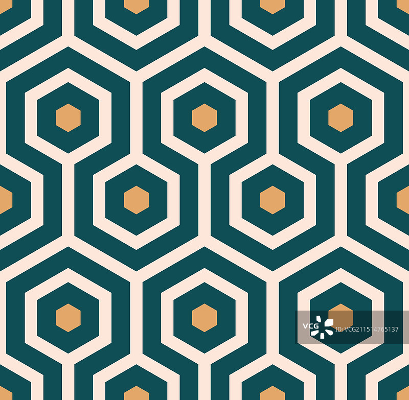 装饰艺术风格祖母绿六边形蜿蜒图案图片素材