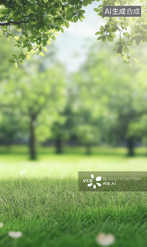 【AI数字艺术】阳光下的绿草地图片素材