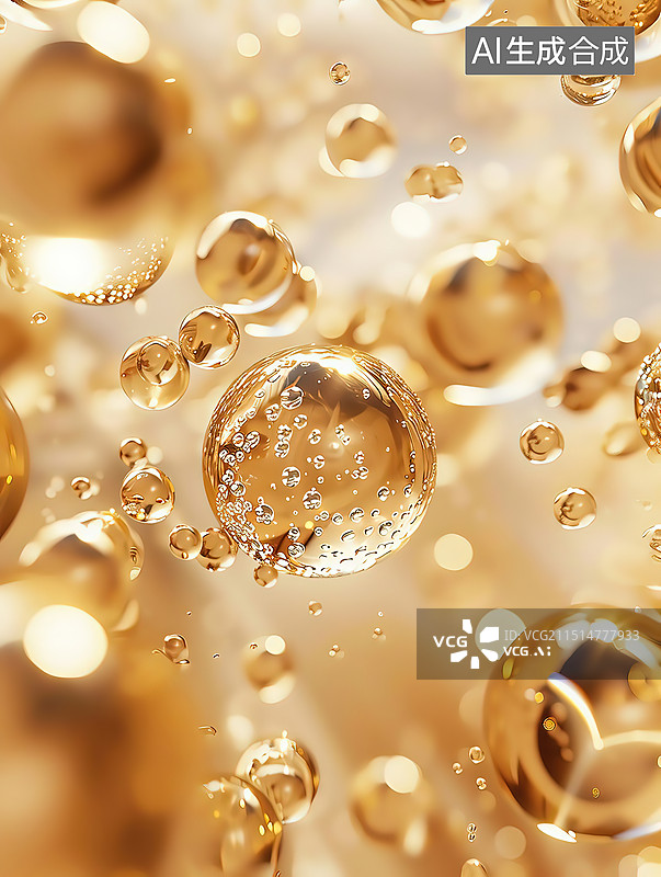 【AI数字艺术】球型水珠泡泡水滴气泡特写镜头化妆品护肤品电商配图图片素材