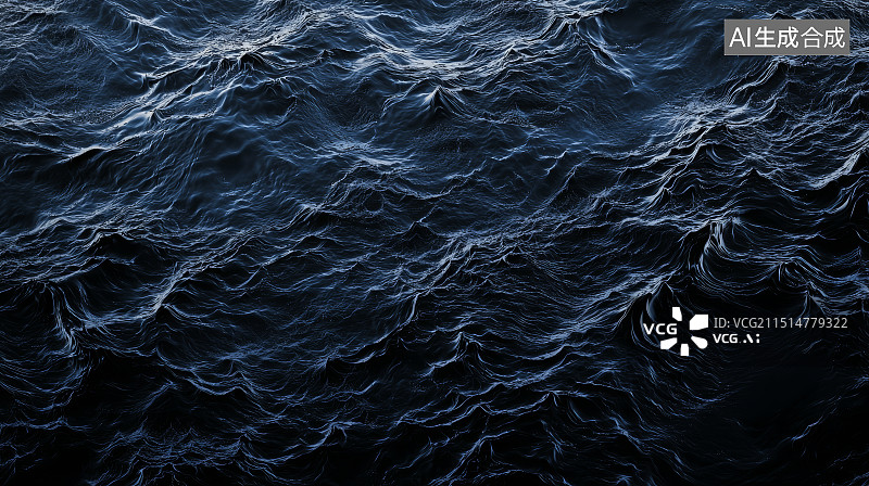 【AI数字艺术】深蓝色的海洋波浪，展示大海的宁静与力量图片素材