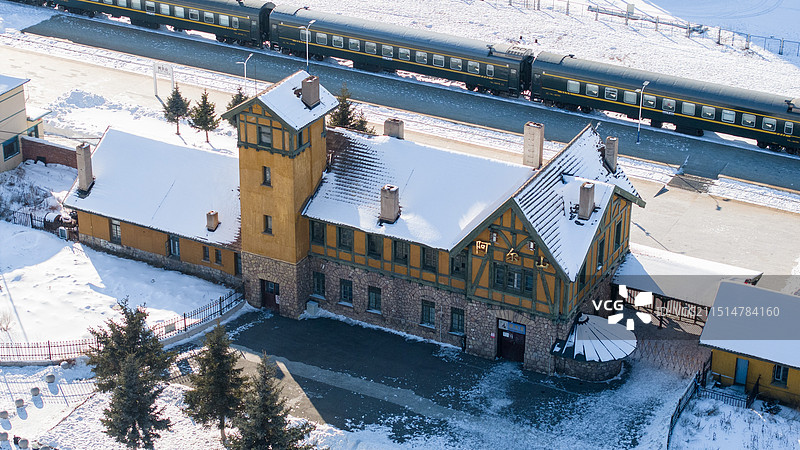 阿尔山火车站雪景图片素材