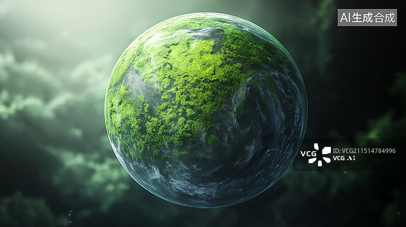 【AI数字艺术】世界地球日主题海报——绿色星球图片素材