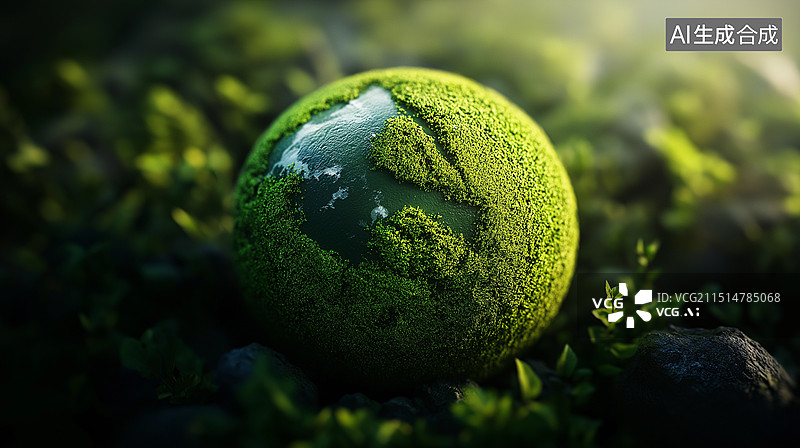 【AI数字艺术】世界地球日主题海报——绿色星球图片素材