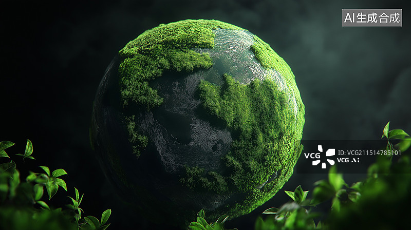 【AI数字艺术】世界地球日主题海报——绿色星球图片素材