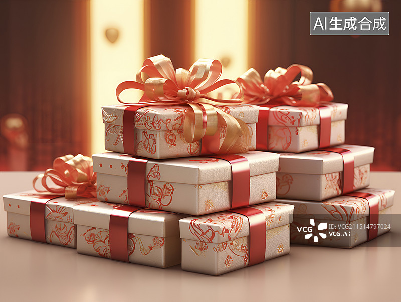【AI数字艺术】一堆中国风礼物盒图片素材