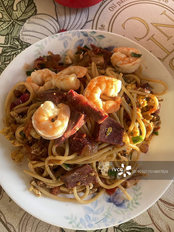 虾仁牛肉意面图片素材