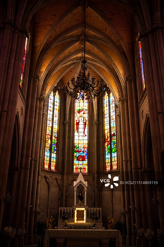 广州圣心大教堂内部景观图片素材