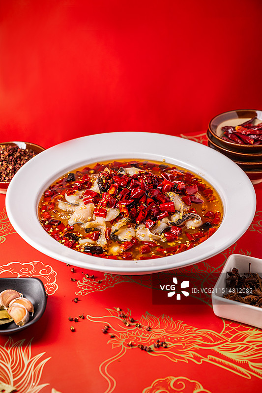 中国美食川菜水煮鱼沸腾鱼图片素材