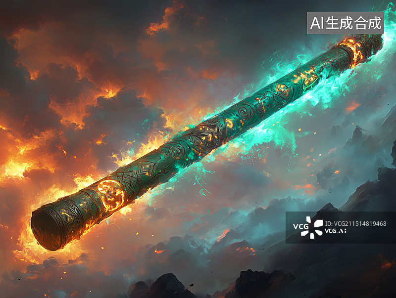 【AI数字艺术】中国神话场景西游记定海神针插画图片素材