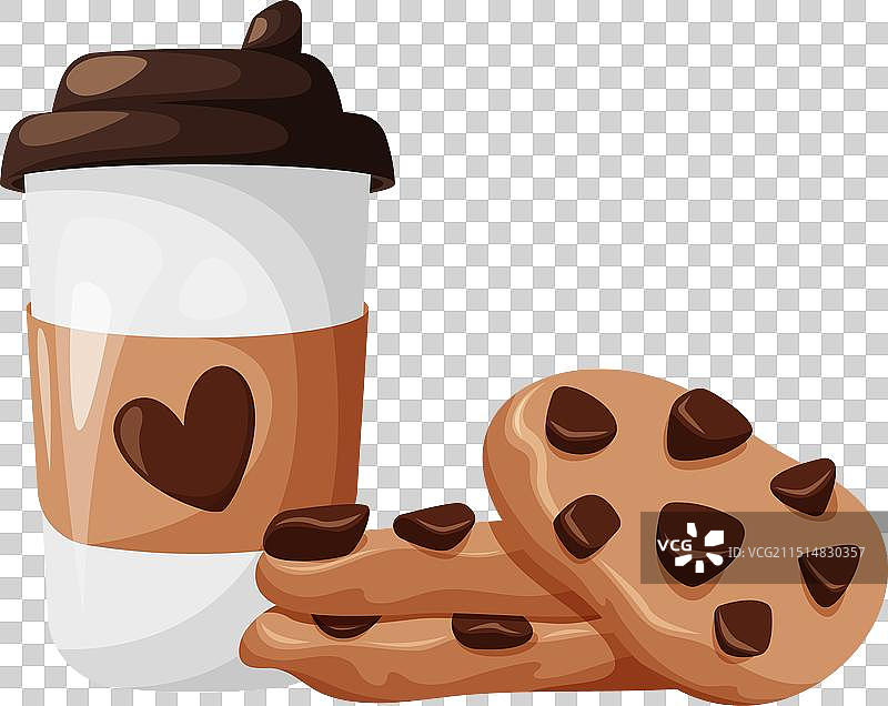 带盖咖啡杯和燕麦饼干图片素材