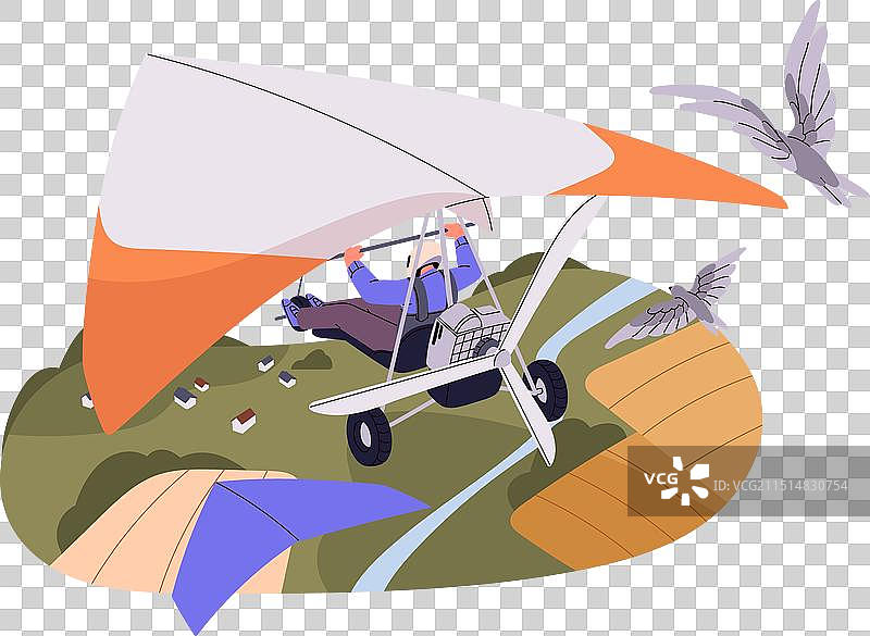 在空中玩滑翔翼的快乐人们图片素材