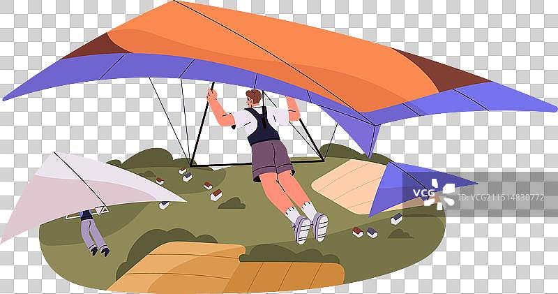 滑翔机在乡村上空飞行图片素材