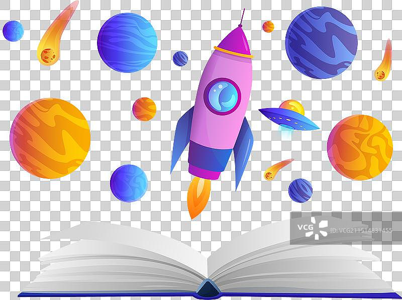 卡通火箭宇宙飞船星球图片素材