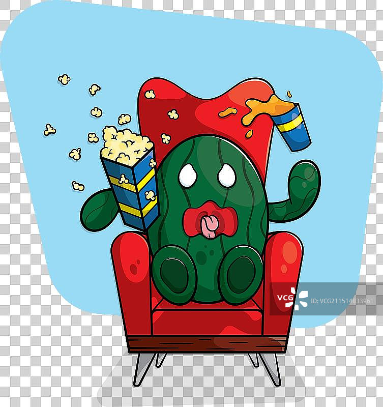 观看电影的西瓜图片素材