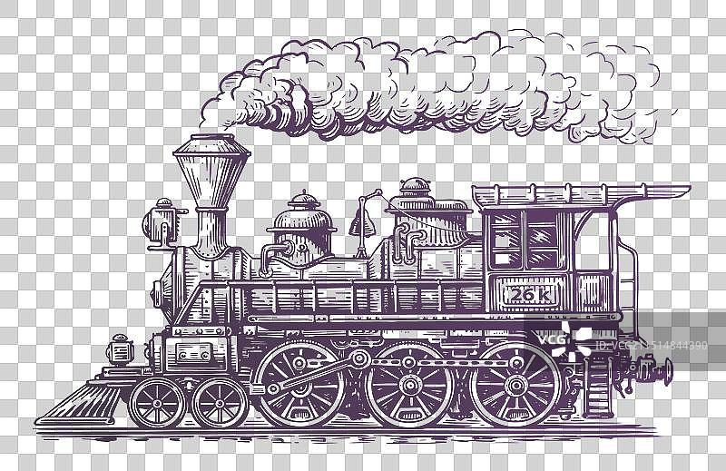 复古蒸汽火车头图片素材