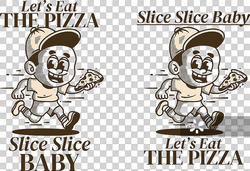 让我们吃披萨男孩角色跑起来图片素材