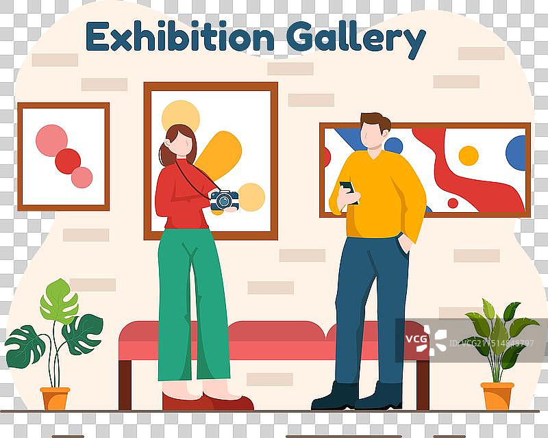 参观者在现代画廊参观展览图片素材