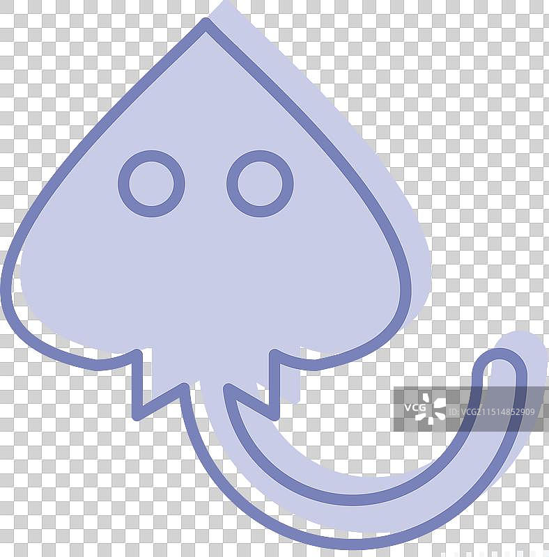 与海洋相关的蝠鲼图标，双色符号图片素材
