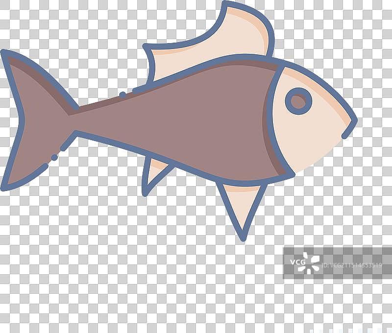 涂鸦风格海洋生物孔雀鱼图标图片素材