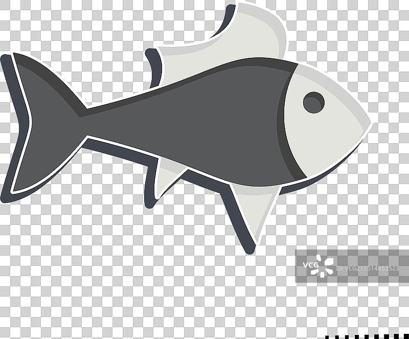 与海洋相关的孔雀鱼图标，光泽风格图片素材