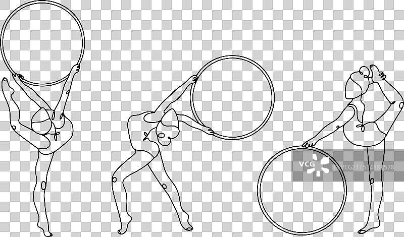 年轻女人单线体操呼啦圈图片素材